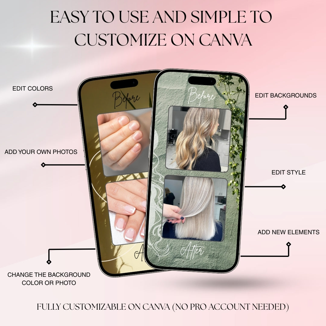 Beauty Before/After Mega Pack (160 Canva Templates)