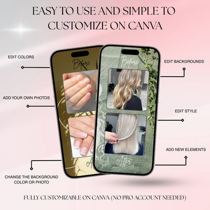 Beauty Before/After Mega Pack (160 Canva Templates)